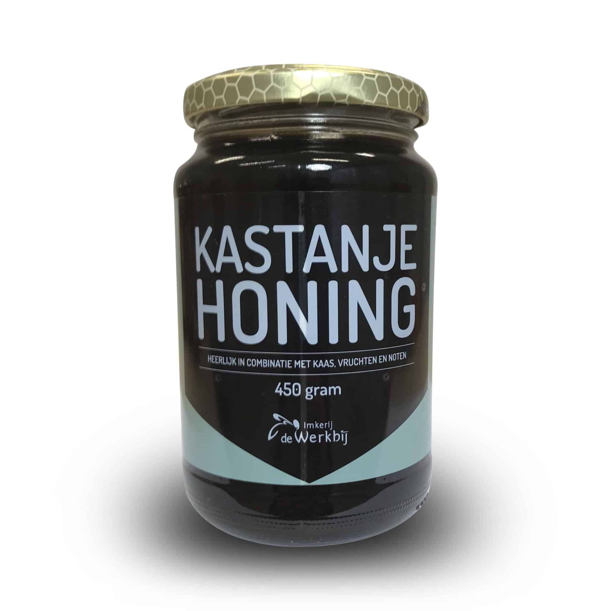 Kastanjehoning in glazen pot van 450 gram Kastanjehoning in glazen pot van 450 gram