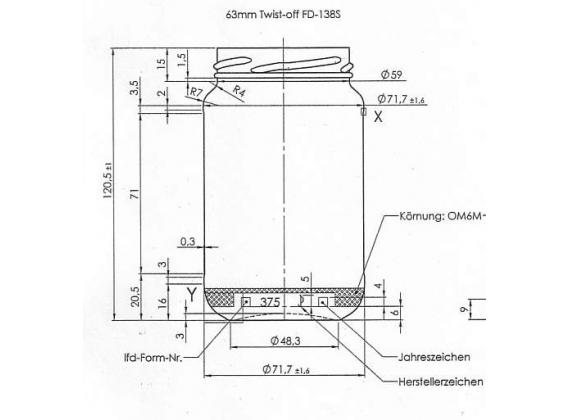 afmeting glazen pot 375ml