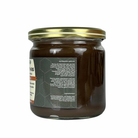 Bijen boenwas bruin informatie op label Bijen boenwas bruin informatie op label