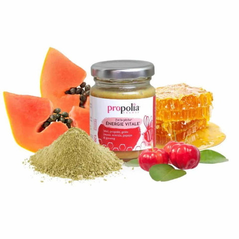 Vitale Energie pasta - honing met propolis, royal jelly, vitamin C en ginseng - Honingdirect Vitale Energie pasta - honing met propolis, royal jelly, vitamin C en ginseng - Honingdirect