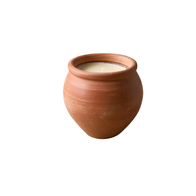 Bijenwaskaars in Terracotta Pot - Kokos