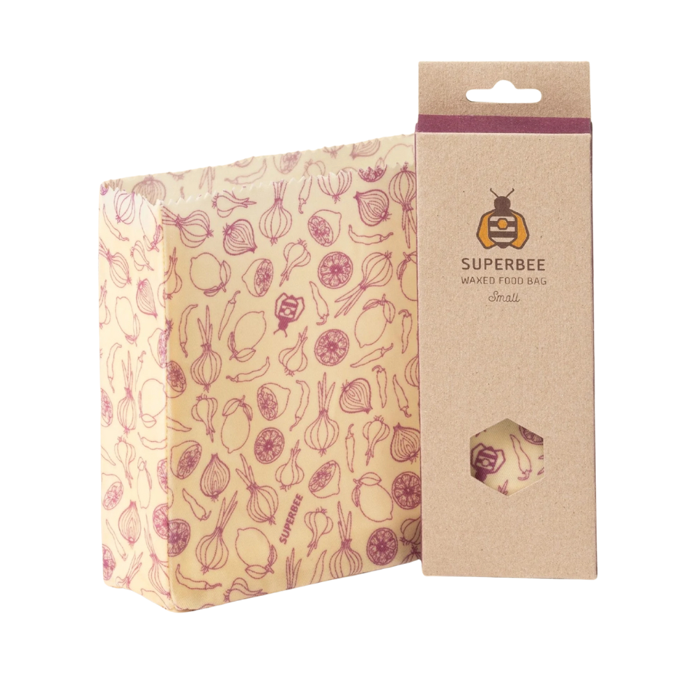 Herbruikbare bijenwas voedselzak van biologisch katoen – klein formaat (18x18x5 cm), natuurlijk alternatief voor plastic zakjes