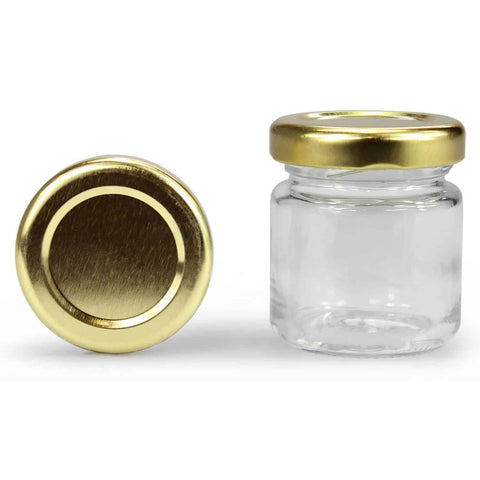 Glazen potje 41ml / 50 gram met gouden deksel